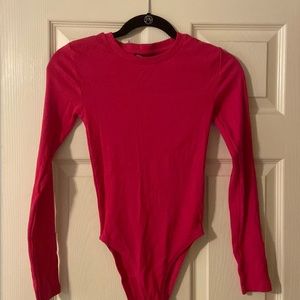 Zara Long Sleeve Bodysuit, Pink, Size S